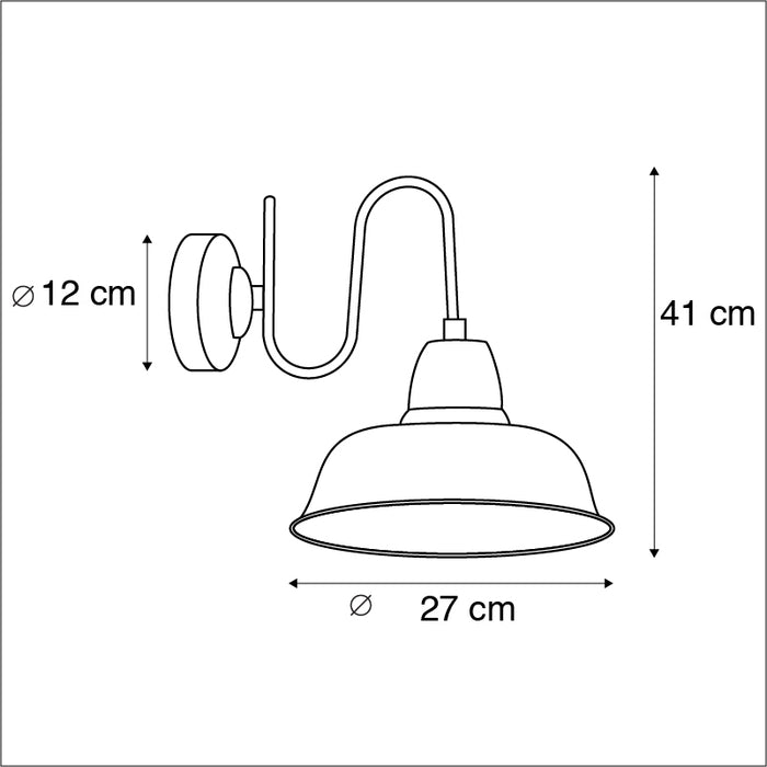 QAZQA Industriële wandlamp roest met gouden binnenkant - Factory