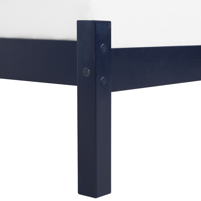 Beliani-FLORAC -Tweepersoonsbed-Marineblauw-140 x 200 cm-Dennenhout