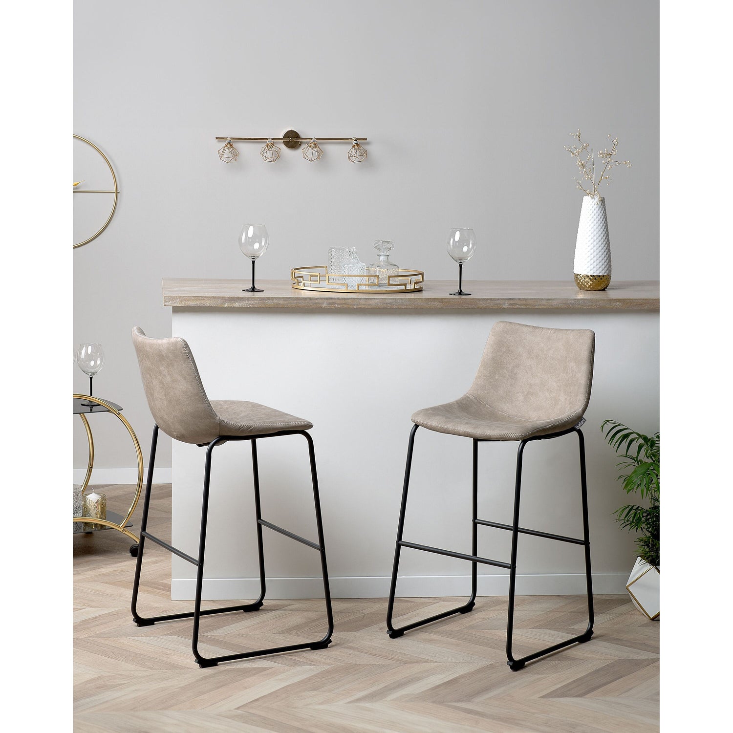 Beliani - FRANKS - Barkruk - Beige - Polyester