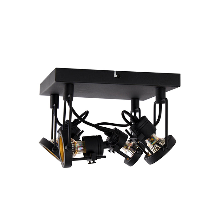 QAZQA Industriële spot zwart 4-lichts - Suplux