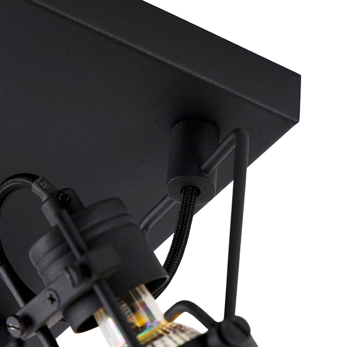 QAZQA Industriële spot zwart 4-lichts - Suplux