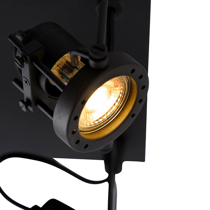 QAZQA Industriële spot zwart 4-lichts - Suplux