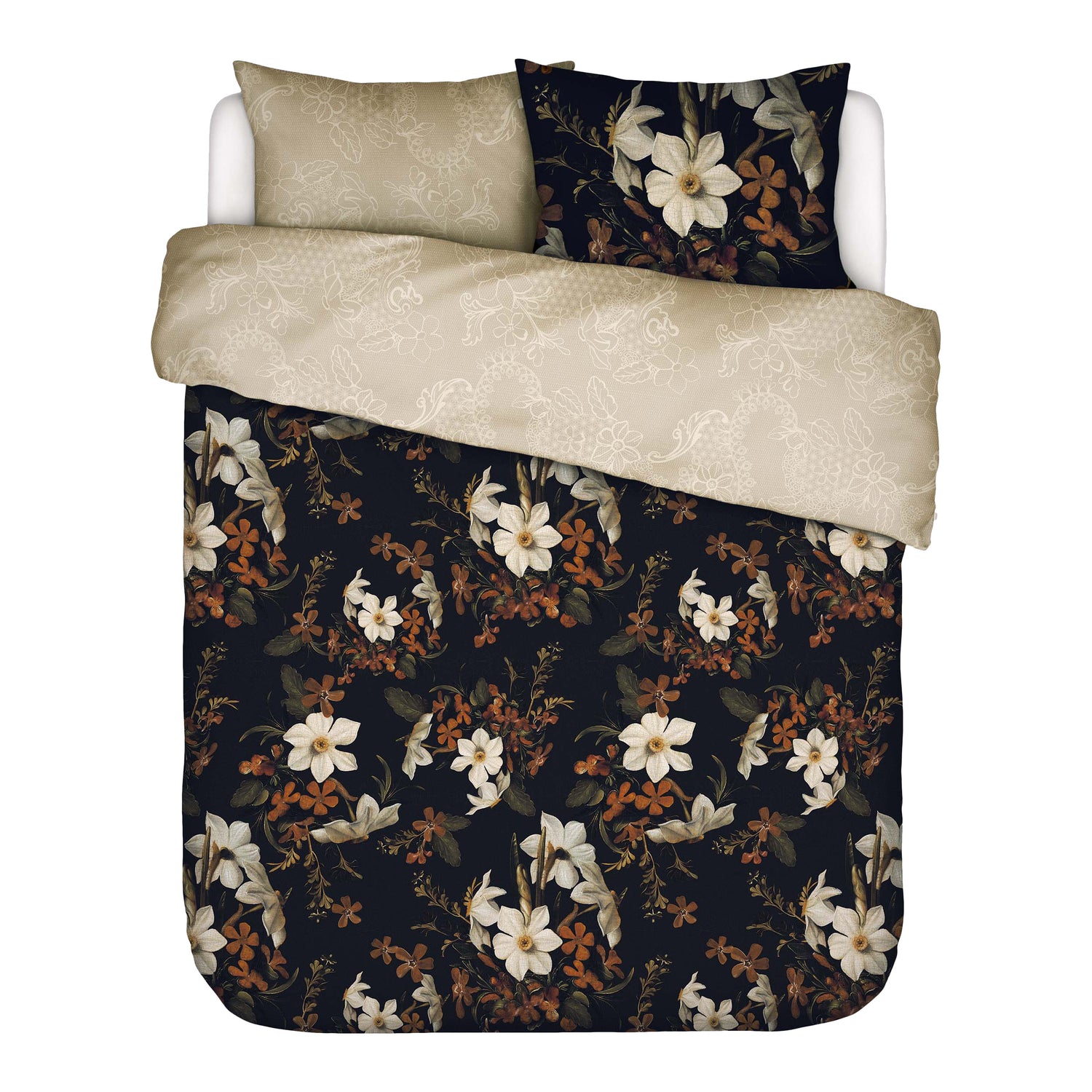 Essenza Daffodils Reunited Dekbedovertrek 240 x 220 cm - Zwart