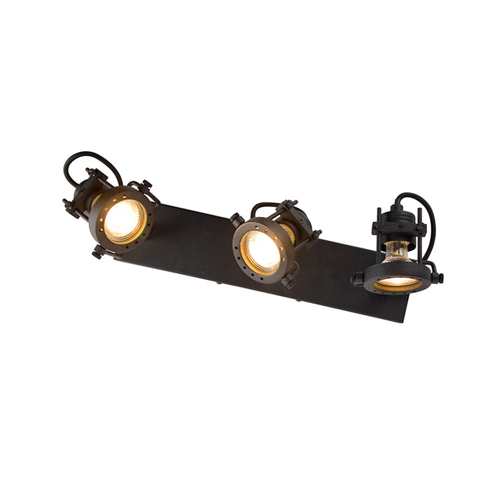 QAZQA Industriële spot zwart 3-lichts - Suplux