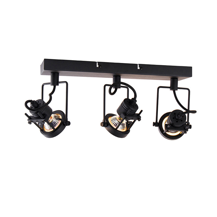 QAZQA Industriële spot zwart 3-lichts - Suplux