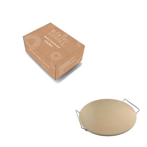 Excellent Houseware Pizzasteen met Metalen Houder 33 cm