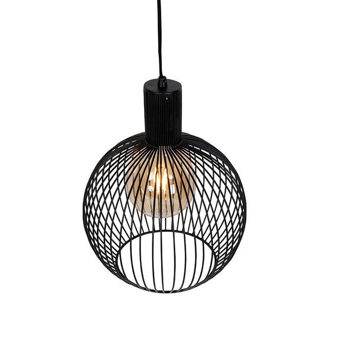 QAZQA Design ronde hanglamp zwart 30 cm - Dos