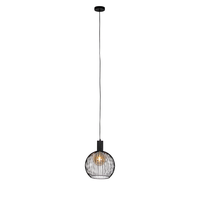 QAZQA Design ronde hanglamp zwart 30 cm - Dos