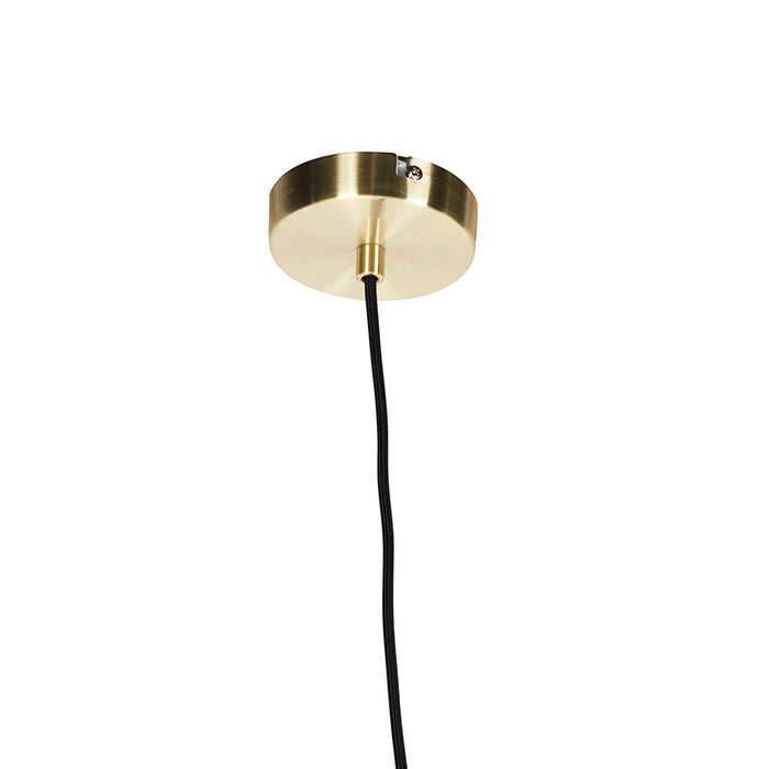 QAZQA Art Deco hanglamp messing met oceaanblauw glas 33 cm - Pallon