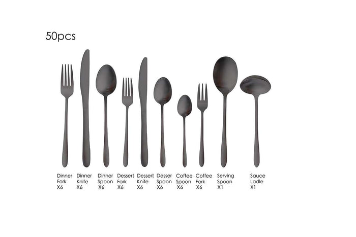 Buccan - Bestekset - London - 50 delig - Zwart
