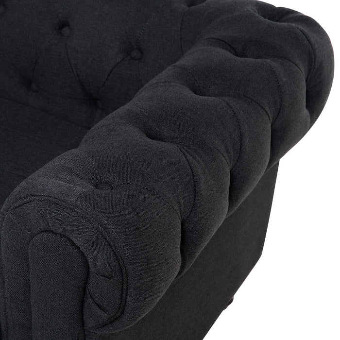 Beliani - CHESTERFIELD - Driezitsbank - Grafietgrijs - Polyester