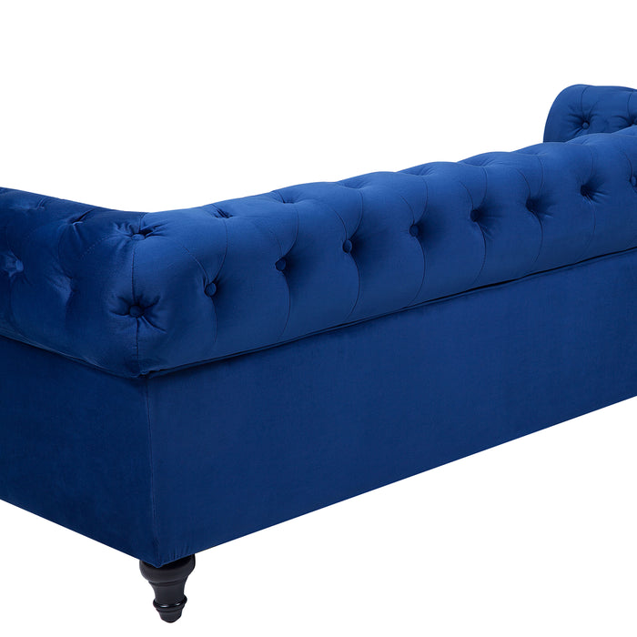 Beliani - CHESTERFIELD - Chesterfield bank - Marineblauw - Fluweel