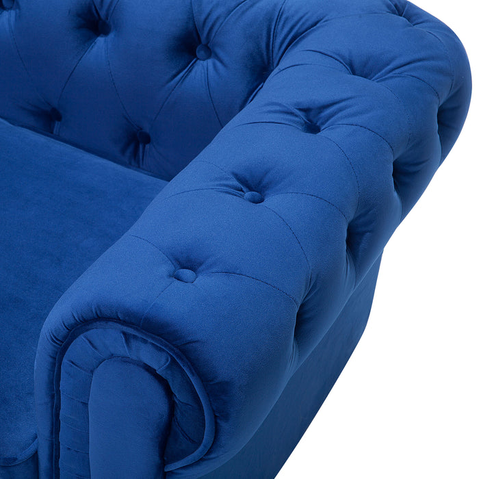 Beliani - CHESTERFIELD - Chesterfield bank - Marineblauw - Fluweel