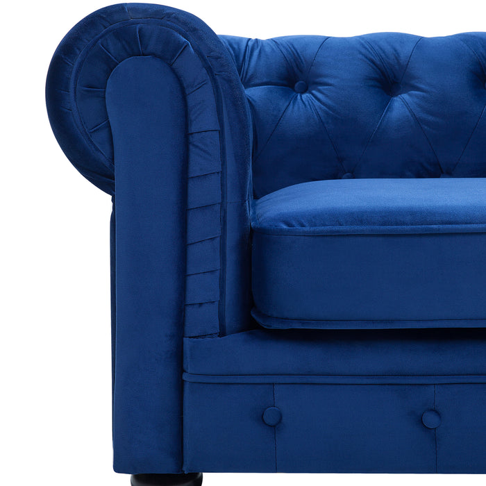 Beliani - CHESTERFIELD - Chesterfield bank - Marineblauw - Fluweel