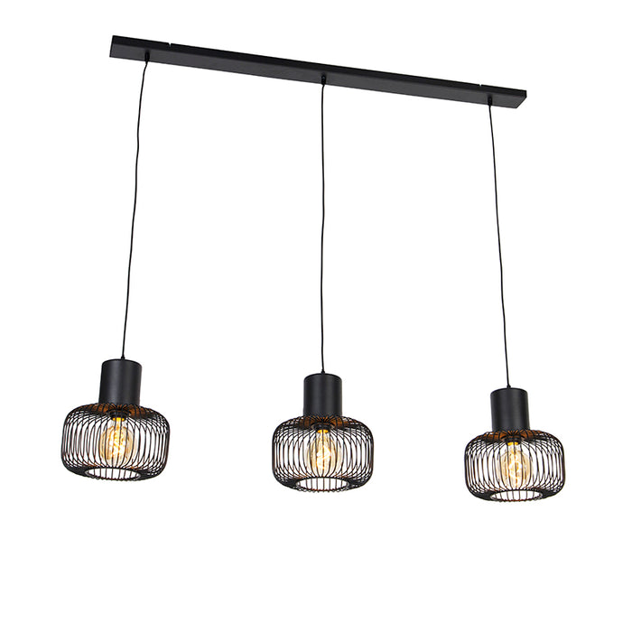 QAZQA Hanglamp baya - Zwart - Design - L 120cm