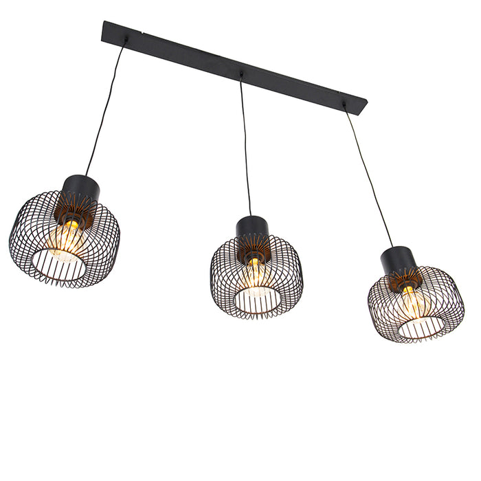 QAZQA Hanglamp baya - Zwart - Design - L 120cm