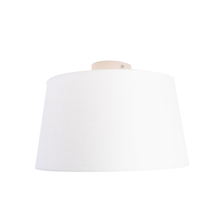QAZQA Plafondlamp met linnen kap wit 35 cm - Combi wit