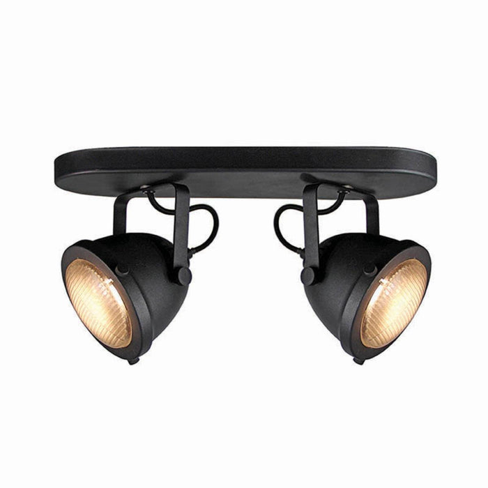 LABEL51 - Led Spot Moto 2-Lichts - Zwart Metaal - Glas