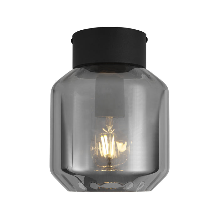 QAZQA Moderne plafondlamp zwart met smoke glas - Stiklo