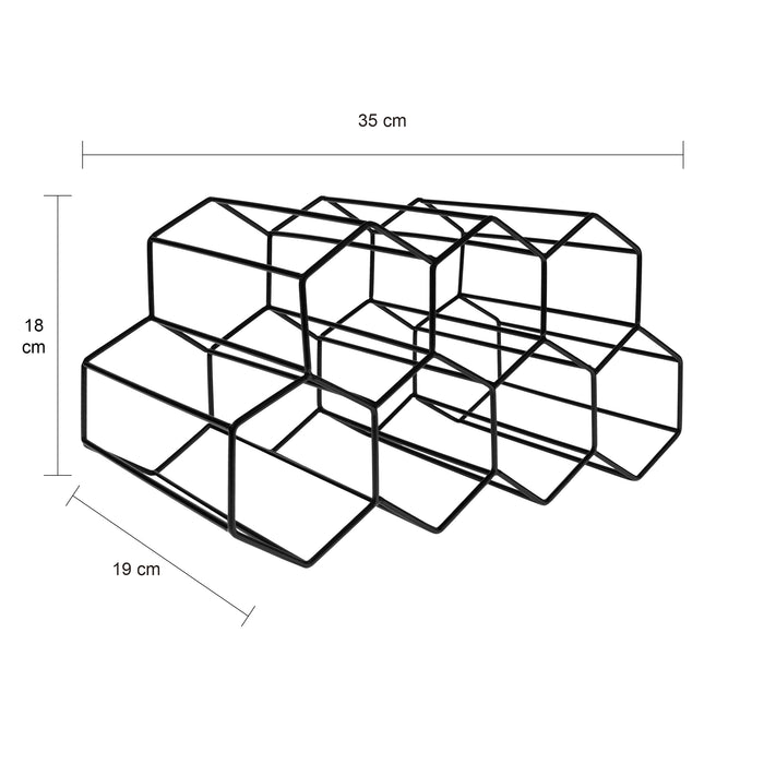 QUVIO Wijnrek voor 7 flessen metaal - Zwart