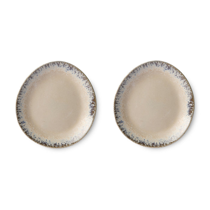 HKliving 70's Ontbijtbord Set van 2 - Ø 22 cm - Bark