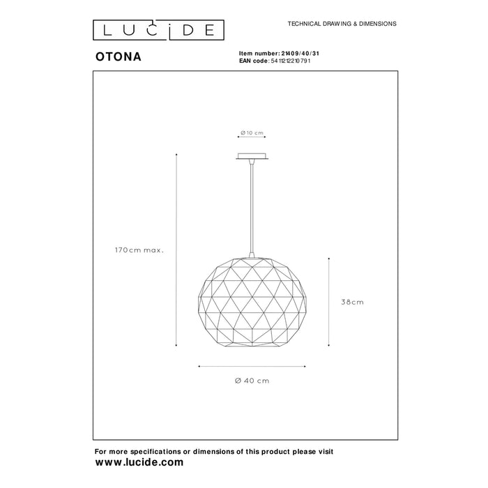 Lucide OTONA Hanglamp - Wit