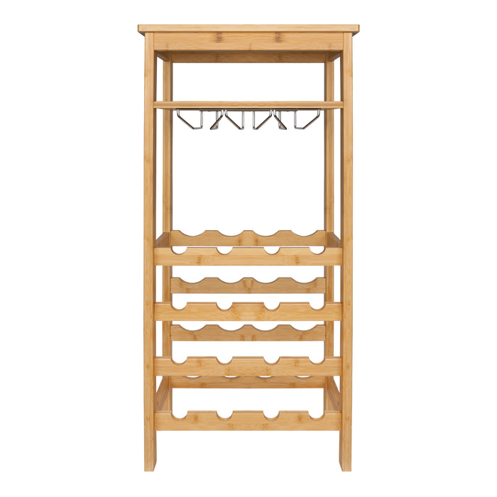 QUVIO Wijnrek voor 16 flessen + glazen - Hout
