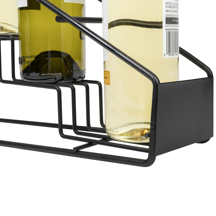 QUVIO Flessenrek metaal met 4 treden - Zwart