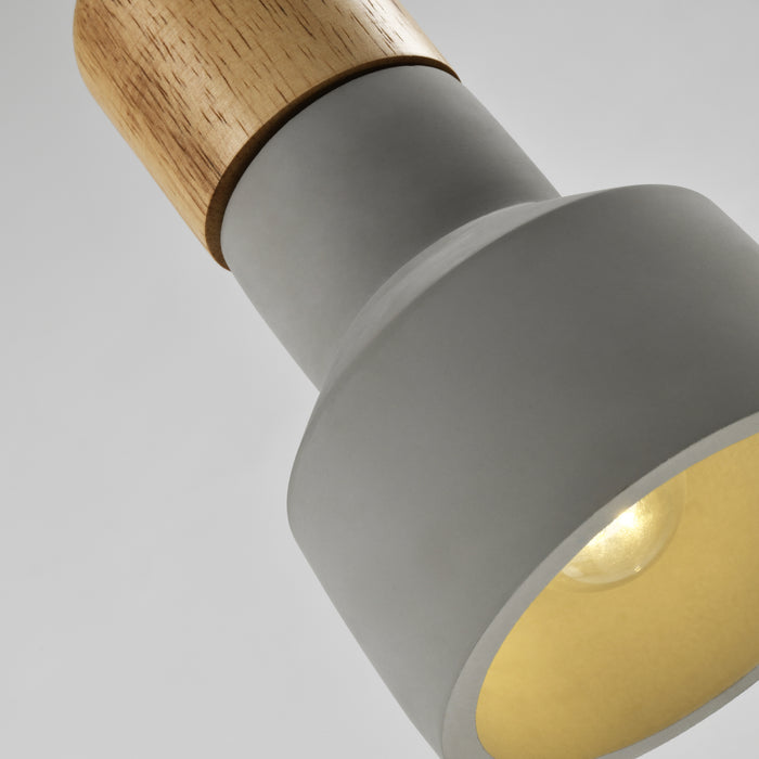 QUVIO Hanglamplangwerpig beton met hout grijs - QUV5143L-GREY