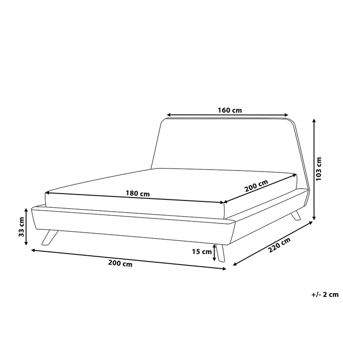 Beliani - VIENNE - Tweepersoonsbed - Blauw - 180 x 200 cm - Polyester