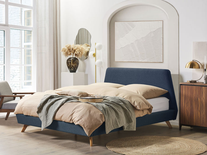 Beliani - VIENNE - Tweepersoonsbed - Blauw - 180 x 200 cm - Polyester