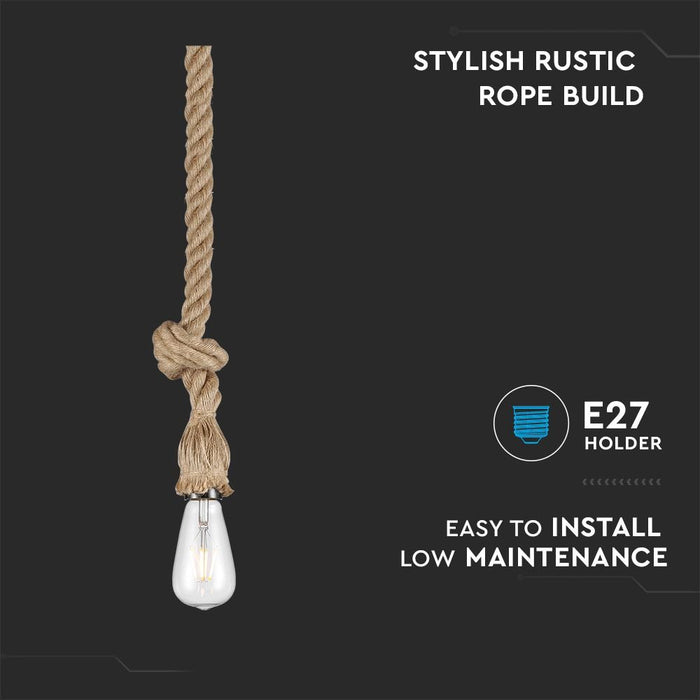 V-tac VT-7118 Touw lamp - hanglamp - 1,5 meter - opknoopbaar - E27
