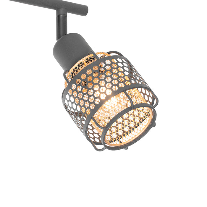 QAZQA Design plafondlamp zwart met goud 2-lichts - Noud