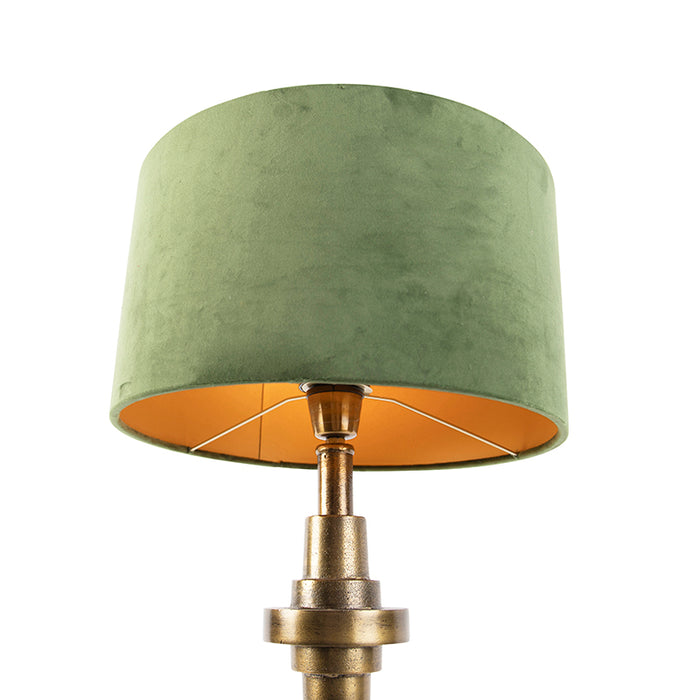 QAZQA Art deco tafellamp met velours kap groen 35 cm - Diverso