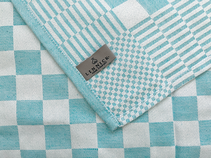 LINNICK Theedoeken & Keukendoeken Set Blok - ice blue - set van 12