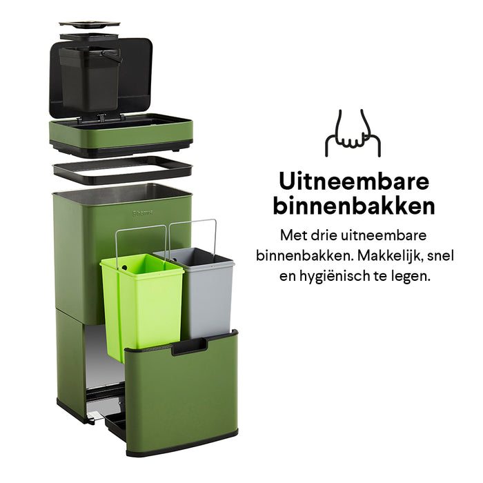 Homra Nexo Afvalemmer met Sensor 72 Liter (48+12+12 Liter) - Groen