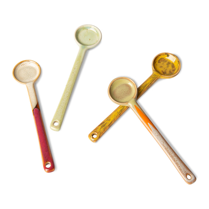 HKliving 70's Ceramics Lepels Set van 4 - L 12,5 cm - Scorpius