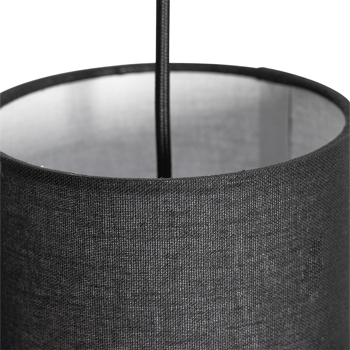 QAZQA Landelijke hanglamp zwart met rotan - Kata