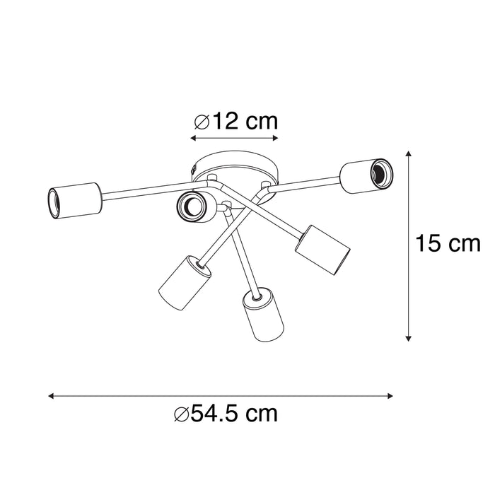 QAZQA Design plafondlamp zwart 6-lichts - Sputnik