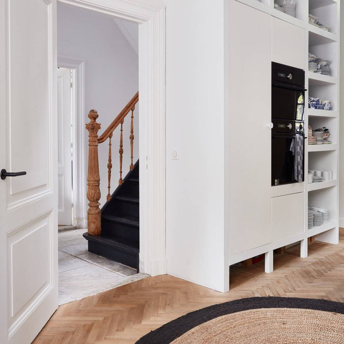 Eva Interior- 	Rond vloerkleed Jute Naturel|Antraciet