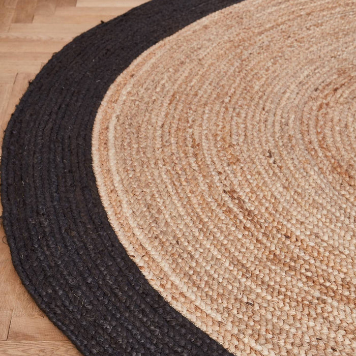 Eva Interior- 	Rond vloerkleed Jute Naturel|Antraciet