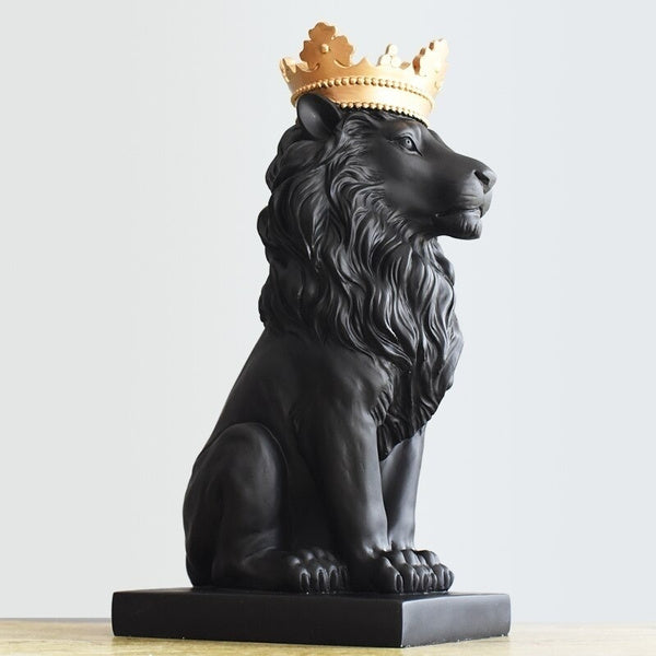 Decoratief beeld Royal Lion - Zwart - H30 cm