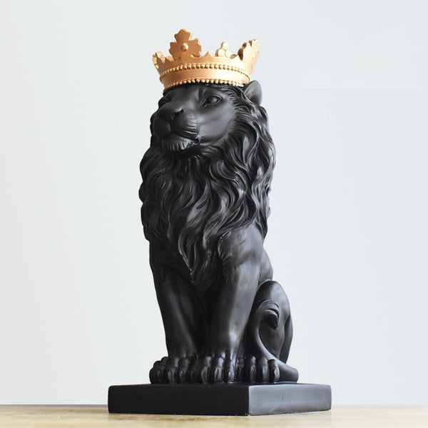 Decoratief beeld Royal Lion - Zwart - H30 cm