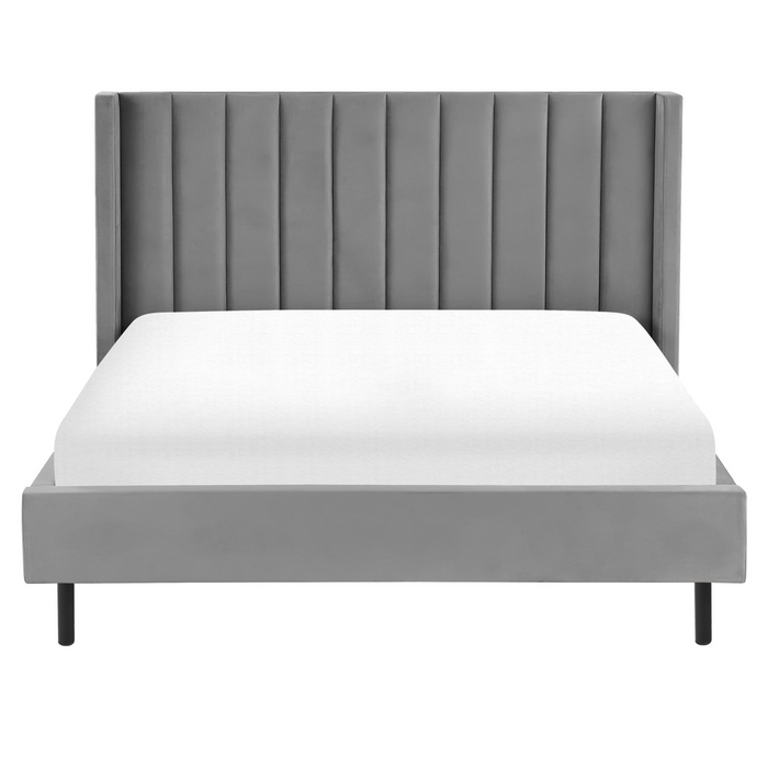 Beliani - VILLETTE - Tweepersoonsbed - Grijs - 160 x 200 cm - Fluweel