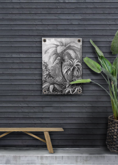 Villa Madelief Tuinposter Jungle zwart wit (70x100cm)