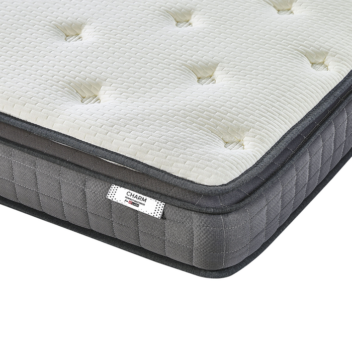 Beliani-CHARM-Traagschuimmatras medium-Wit-90 x 200 cm-Polyester