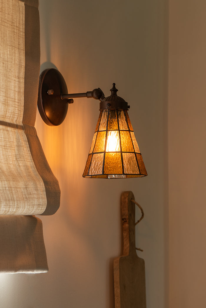 Clayre & Eef Wandlamp Tiffany  17x12x23 cm  Bruin Glas Metaal Muurlamp