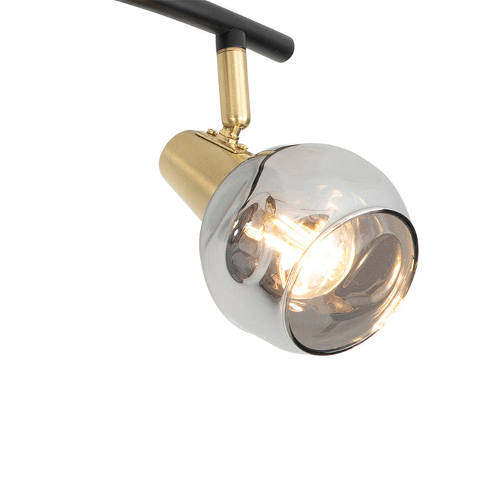 QAZQA Art Deco plafondlamp goud met smoke glas 4-lichts - Vidro