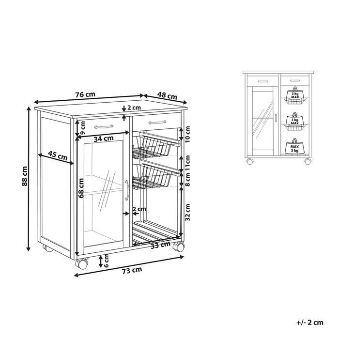 Beliani - BOVES - Keukentrolley - Zwart - MDF
