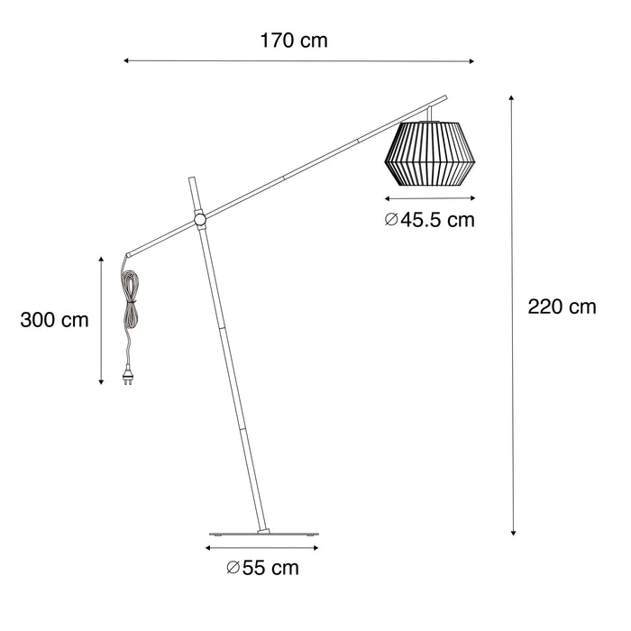 QAZQA Design buiten vloerlamp zwart met witte kap IP44 - Robbert